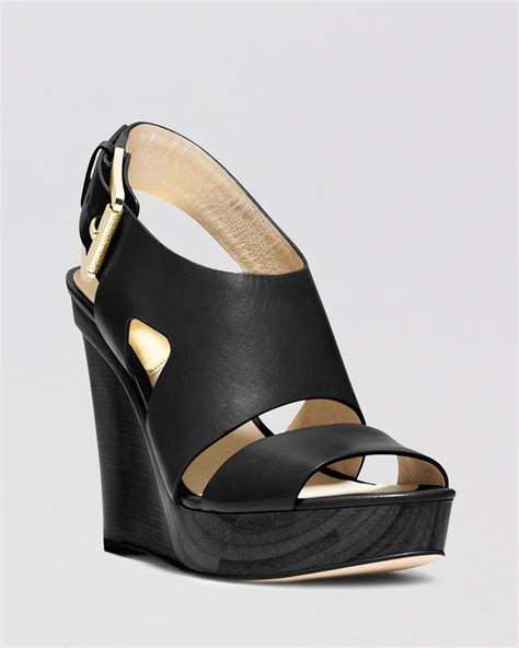 MICHAEL Michael Kors Black Leather Open Toe Platform 